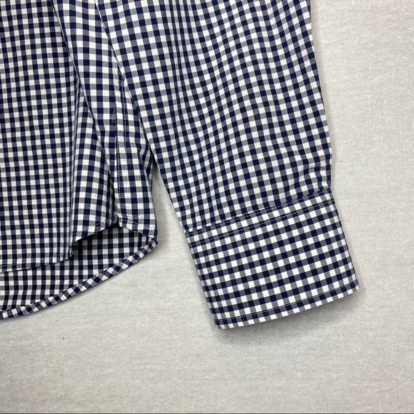 Untuckit Button-Down Blue & White Gingham Check Shirt Men’s Size Large - Picture 4 of 9